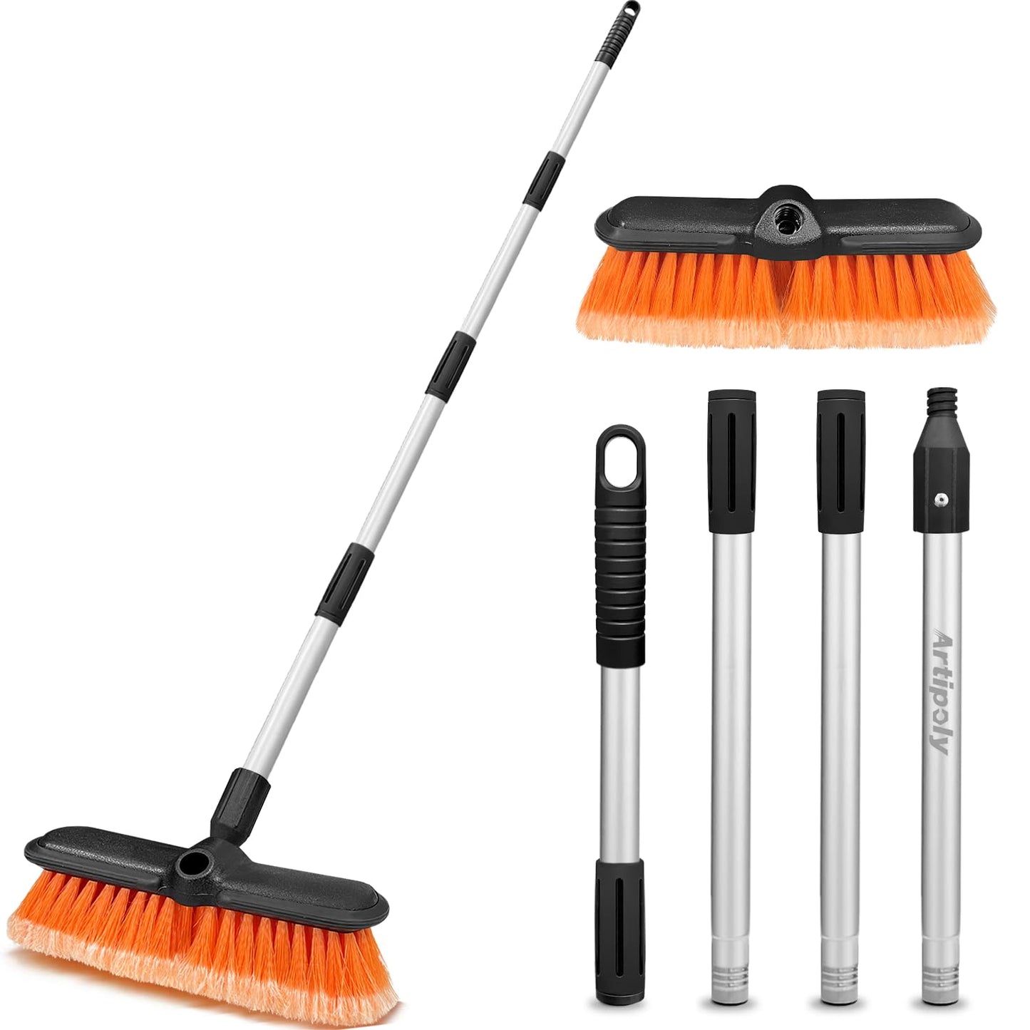ARTIPOLY 65 Car Wash Brush with Extension Pole, Car Wash 10 Dip Soft Brush, No Scratch Car Cleaning Brush Supplies for RV Boa