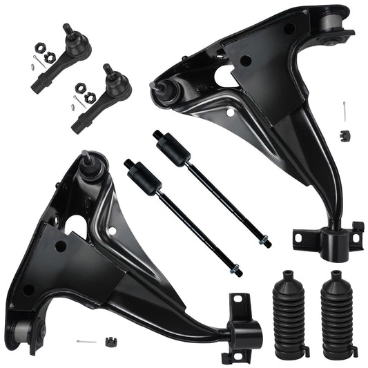 Detroit Axle - 8PC Front Lower Control Arms and Inner Outer Tie Rods w/Boots for 2002 2003 Ford Explorer - [02-03 Mercury Mounta